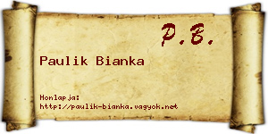 Paulik Bianka névjegykártya